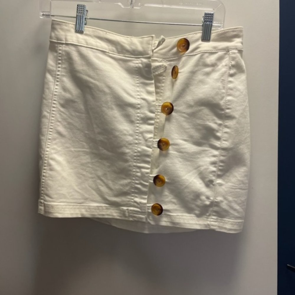 Free People Button-up White Mini Skirt